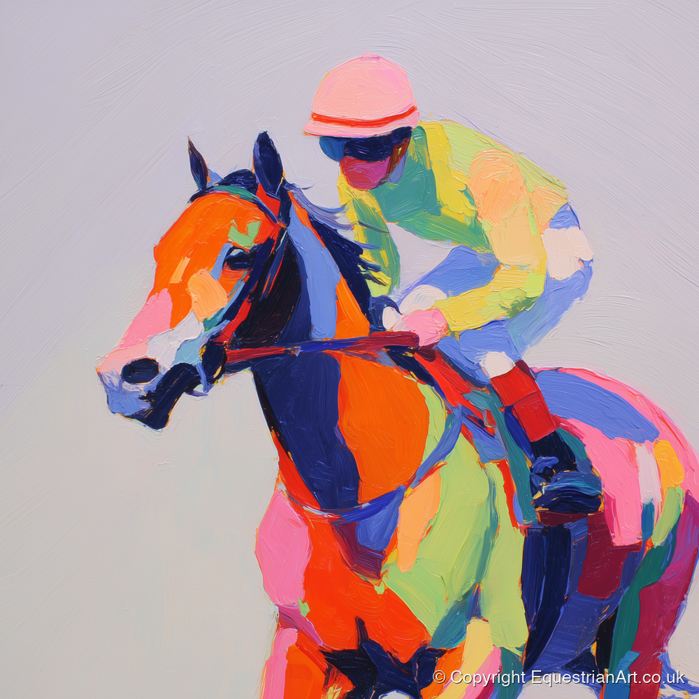 Technicolour Gallop - racing horse art print and canvas by Desmond Locke A.I
