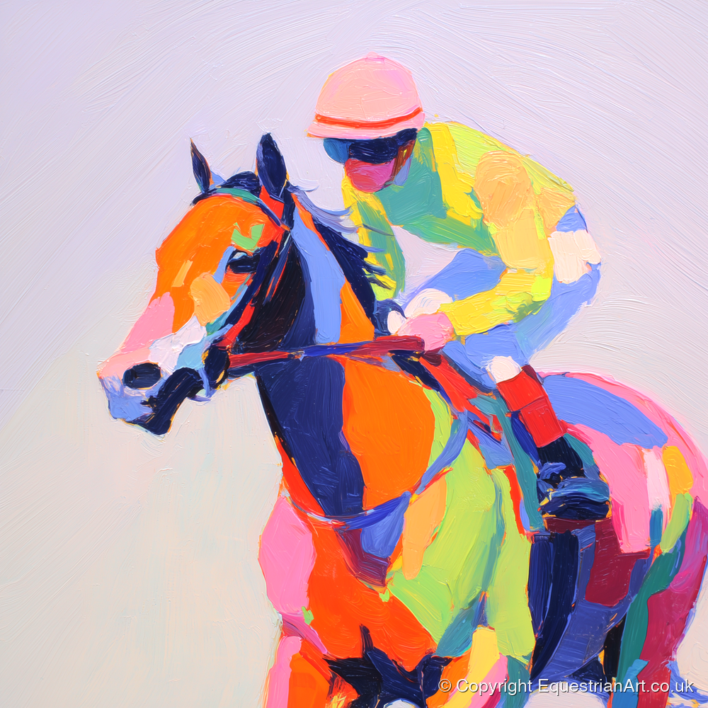 Technicolour Gallop - racing horse art print and canvas by Desmond Locke A.I