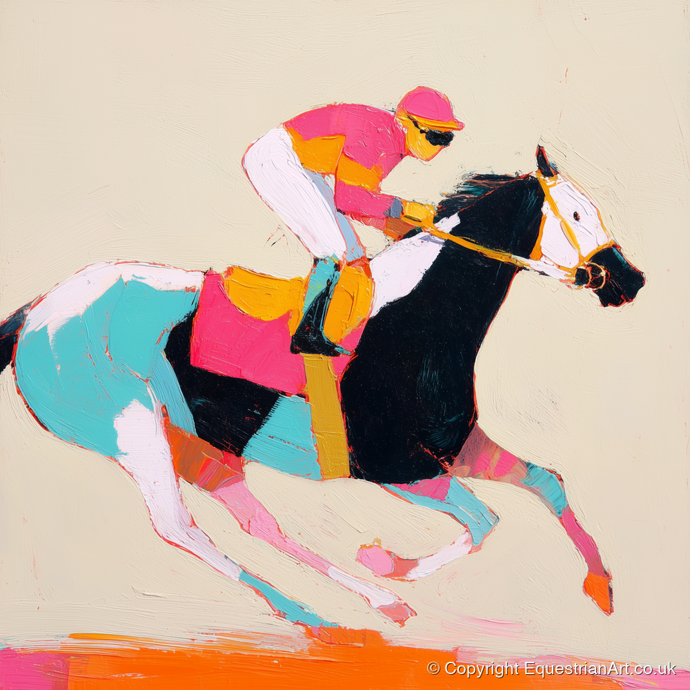 Technicolour Gallop - racing horse art print and canvas by Genevieve Moore A.I