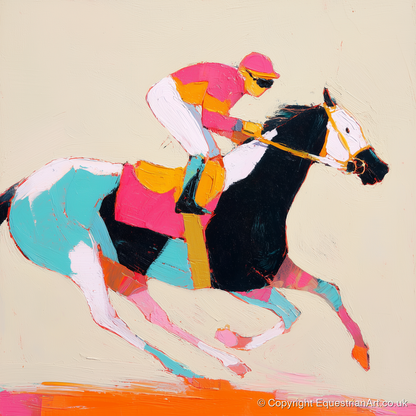 Technicolour Gallop - racing horse art print and canvas by Genevieve Moore A.I