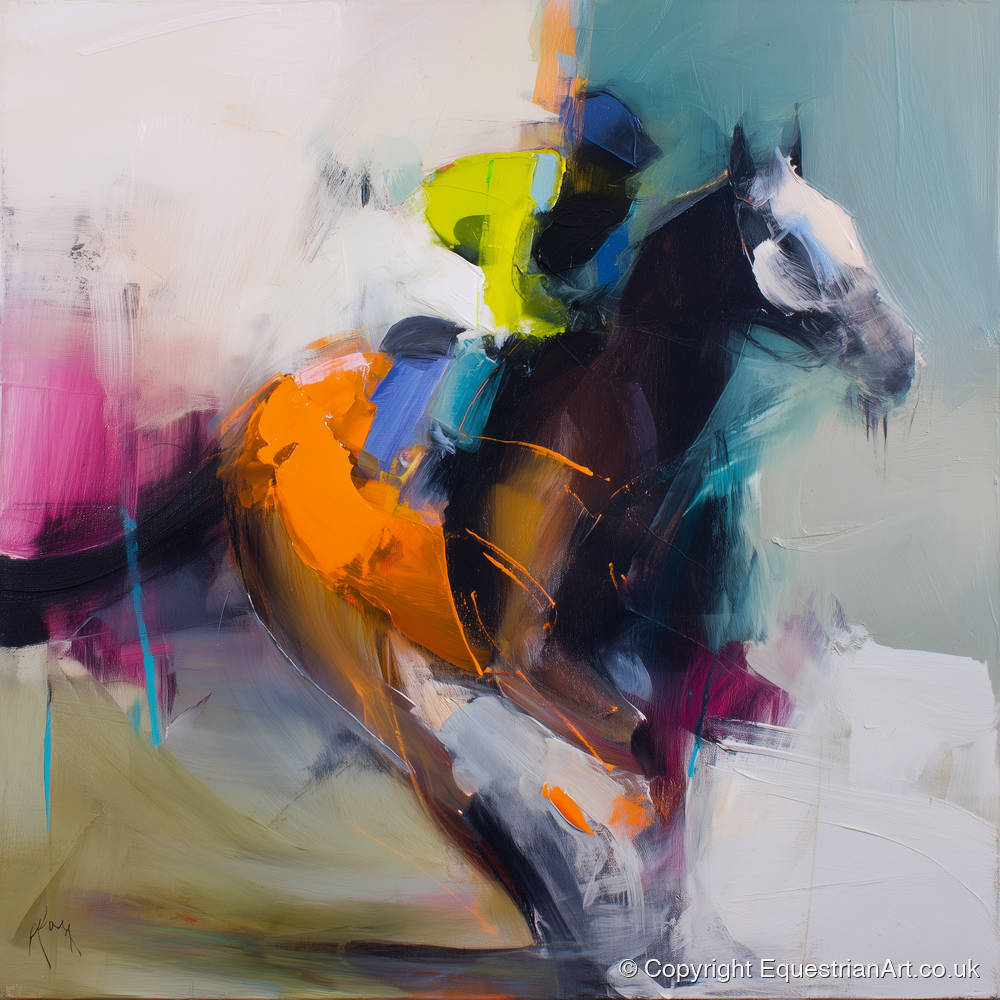 Technicolour Gallop - racing horse art print and canvas by Warren Yates A.I