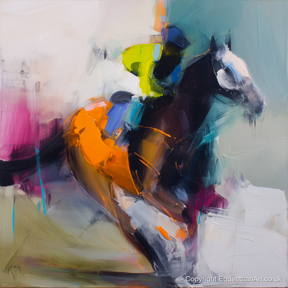 Technicolour Gallop - racing horse art print and canvas by Warren Yates A.I