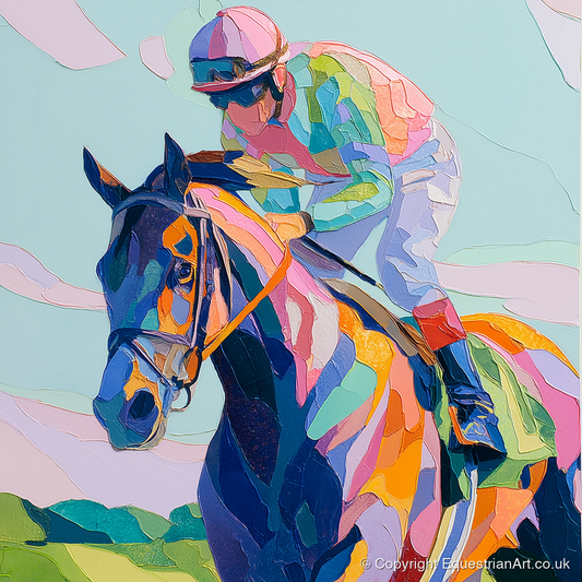 Technicolour Sprint - racing horse art print and canvas by Sylvia Carmichael A.I