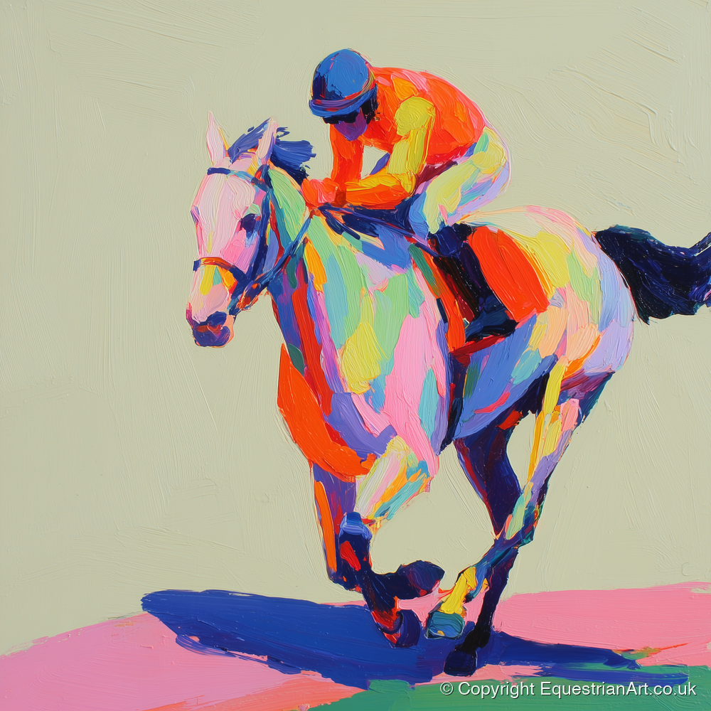 Technicolour Sprint - racing horse art print and canvas by Desmond Locke A.I
