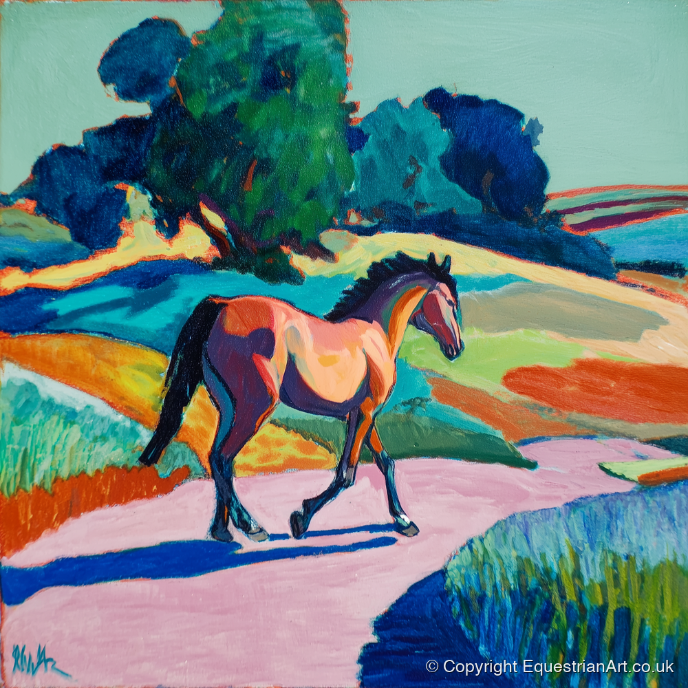 Technicolour Trot - horse breed art print and canvas by Gideon Wright A.I