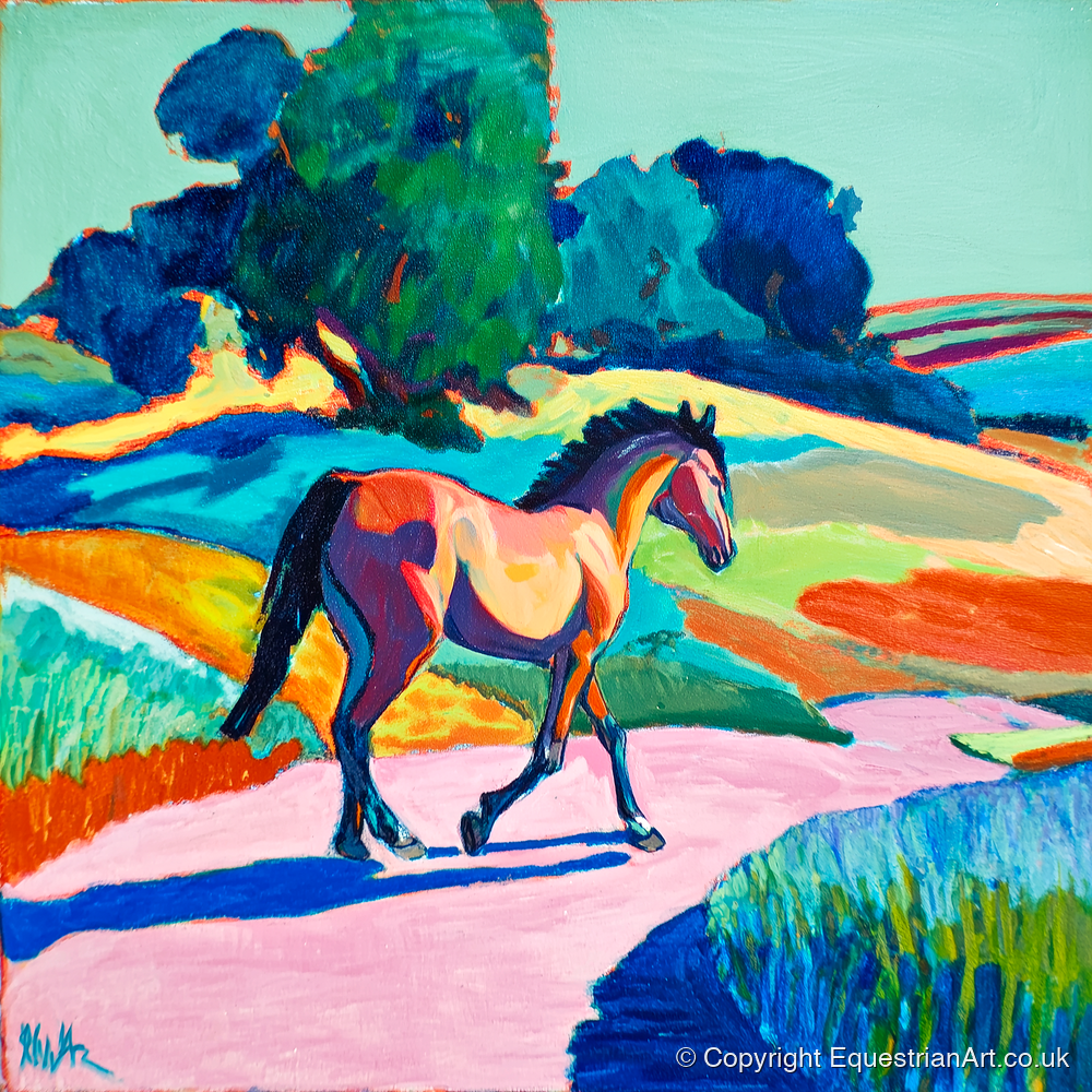 Technicolour Trot - horse breed art print and canvas by Gideon Wright A.I
