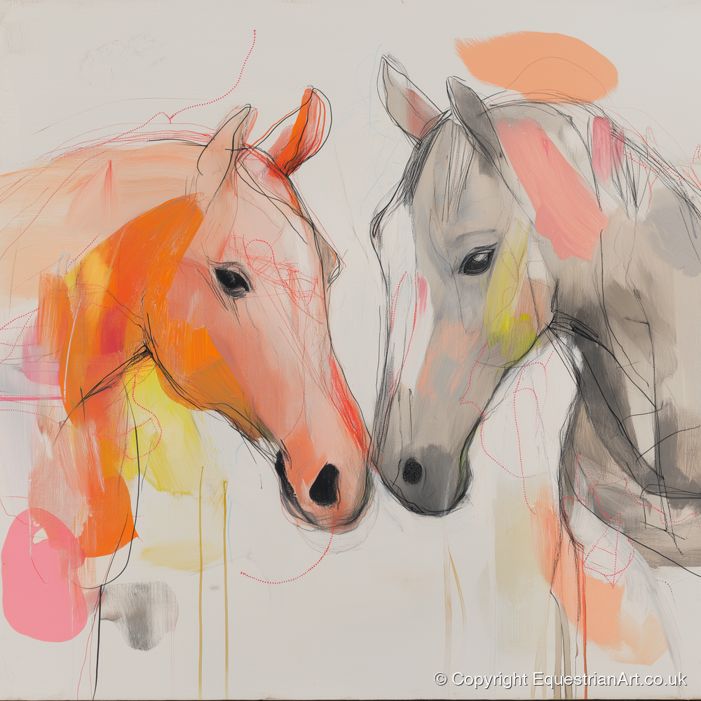 Tender Connection - horse portrait art print and canvas by Rosemary Haste A.I