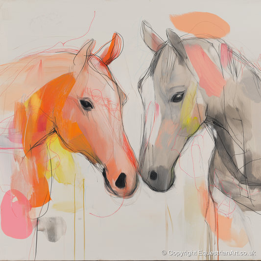 Tender Connection - horse portrait art print and canvas by Rosemary Haste A.I