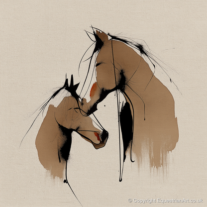 Tender Whispers - mare & foal art print and canvas by Julian Vance A.I