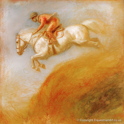 Terracotta Flight - show jumping horse art print and canvas by Douglas Fairley A.I