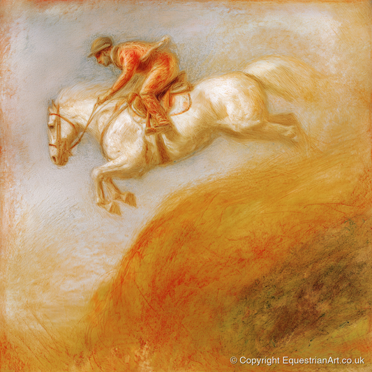 Terracotta Flight - show jumping horse art print and canvas by Douglas Fairley A.I