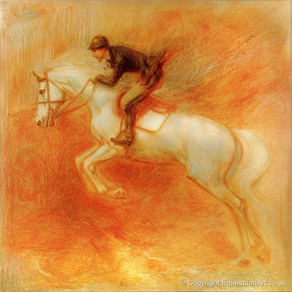 Terracotta Flight - show jumping horse art print and canvas by Douglas Fairley A.I