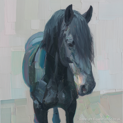 Textured Midnight Profile - horse breed art print and canvas by Stella Waverly A.I