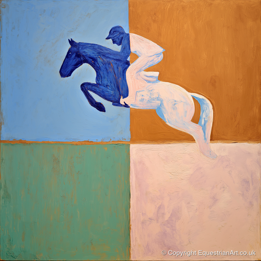 The Abstract Leap - show jumping horse art print and canvas by Lydia Thornton A.I