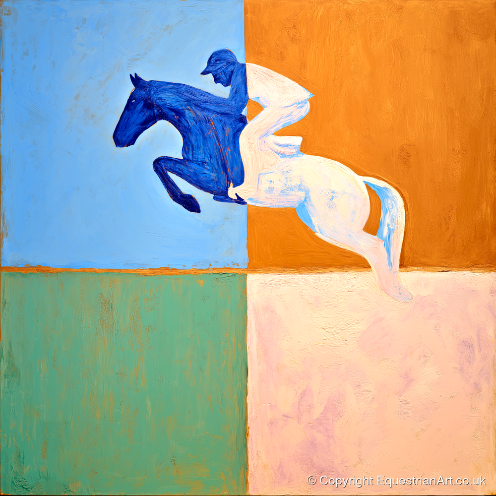 The Abstract Leap - show jumping horse art print and canvas by Lydia Thornton A.I