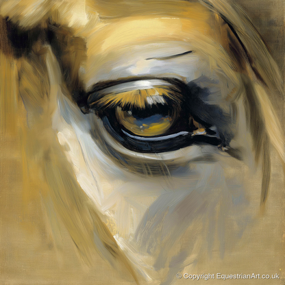 The Amber Gaze - horse portrait art print and canvas by Samuel Pembroke A.I