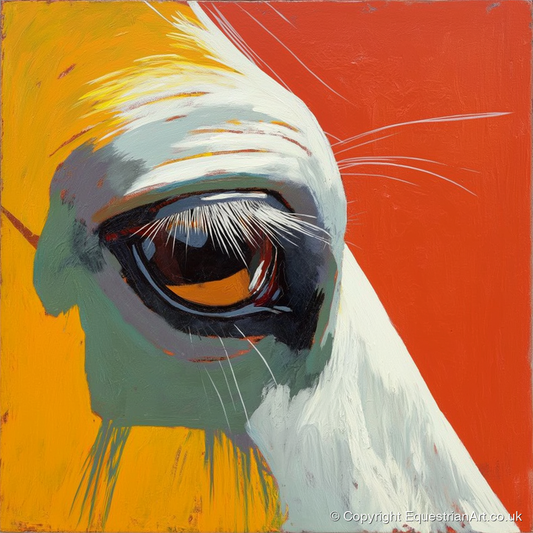The Amber Gaze - horse portrait art print and canvas by Victor Beaumont A.I