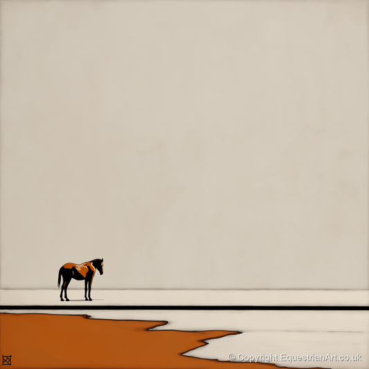 The Amber Horizon - horse landscape art print and canvas by Barnaby West A.I