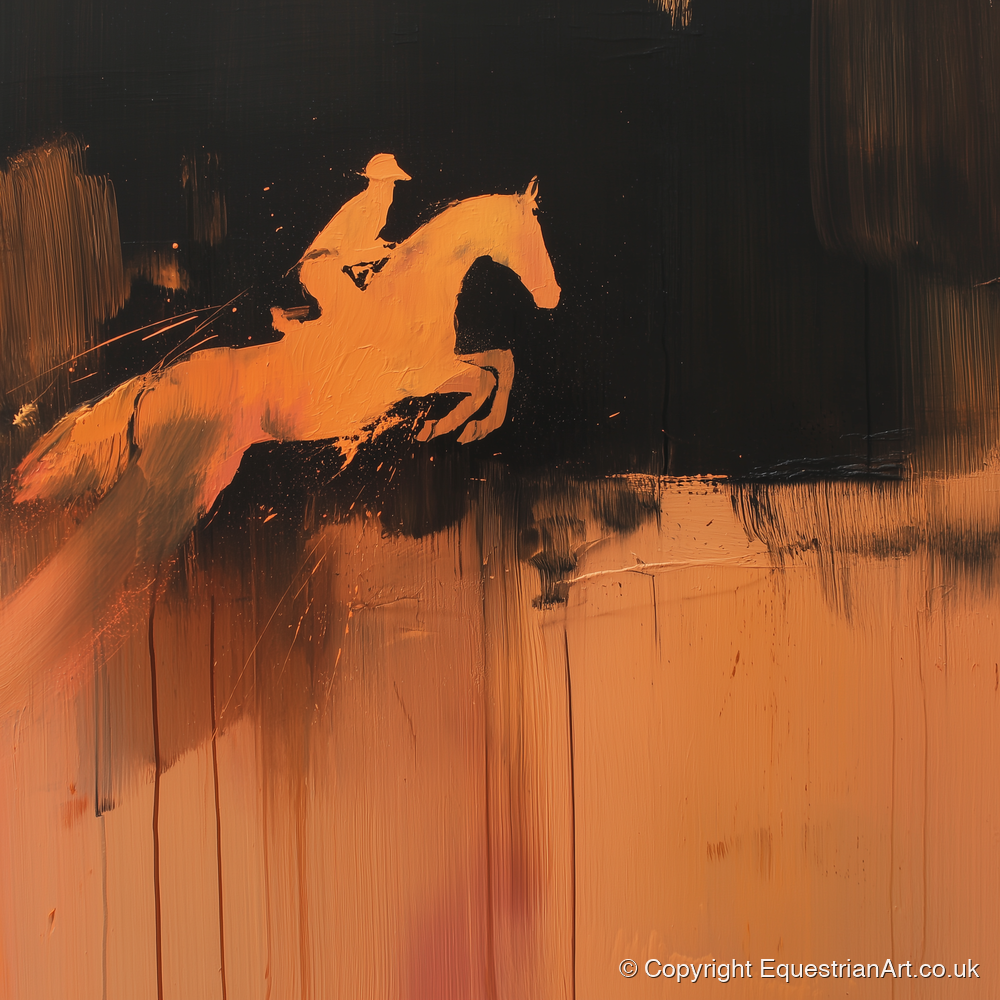 The Amber Leap - show jumping horse art print and canvas by James Yarborough A.I