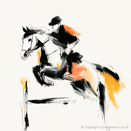 The Amber Leap - show jumping horse art print and canvas by Verity Ainsworth A.I