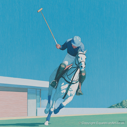 The Azure Chukka - polo horse art print and canvas by Simon Whitlock A.I