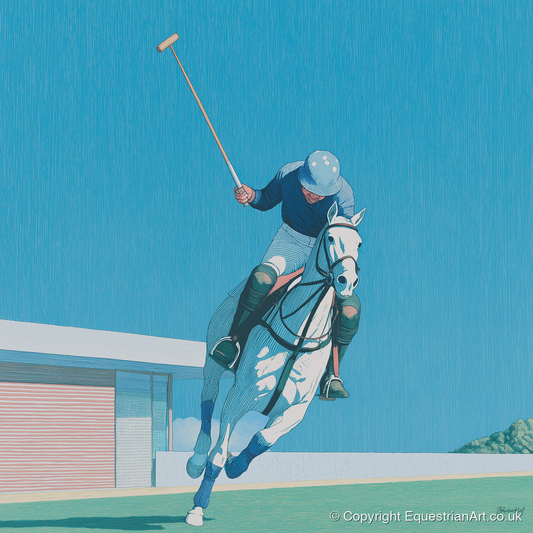 The Azure Chukka - polo horse art print and canvas by Simon Whitlock A.I