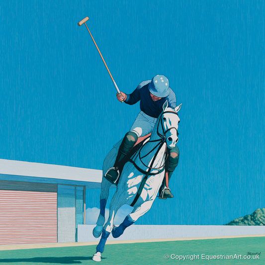 The Azure Chukka - polo horse art print and canvas by Simon Whitlock A.I