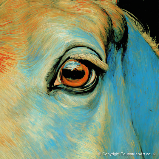 The Azure Gaze - horse portrait art print and canvas by Cecily Warwick A.I