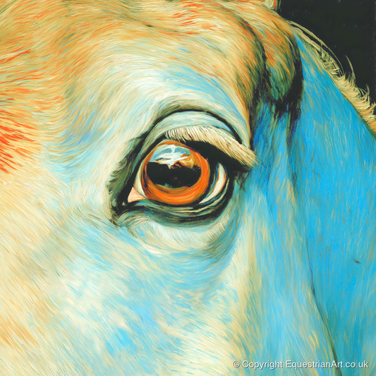 The Azure Gaze - horse portrait art print and canvas by Cecily Warwick A.I