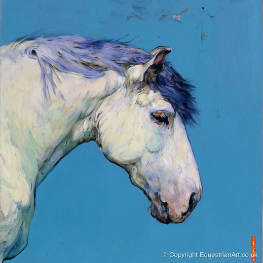 The Azure Grey - horse portrait art print and canvas by Clement Hughes A.I