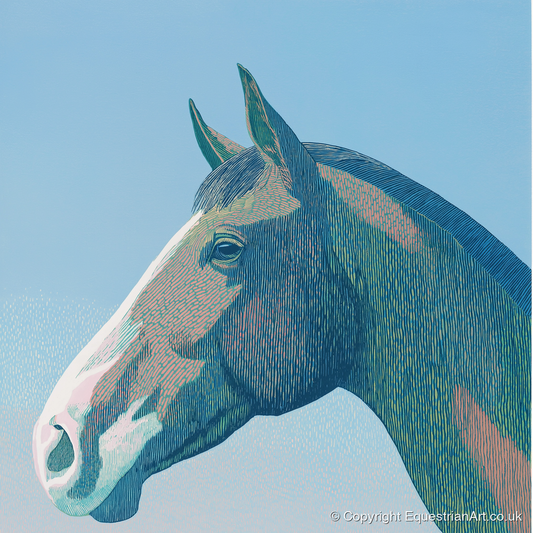 The Azure Profile - horse portrait art print and canvas by Simon Whitlock A.I