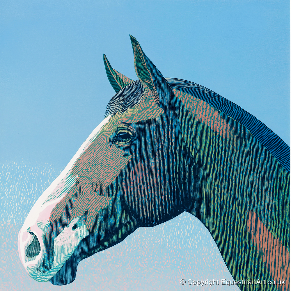 The Azure Profile - horse portrait art print and canvas by Simon Whitlock A.I