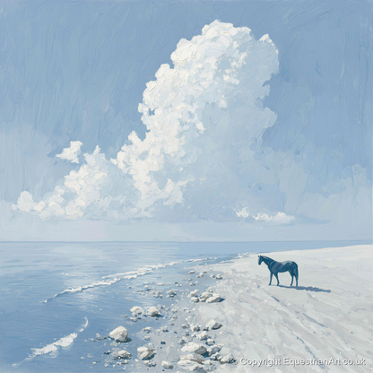 The Azure Shore - horse landscape art print and canvas by Oscar Pendleton A.I