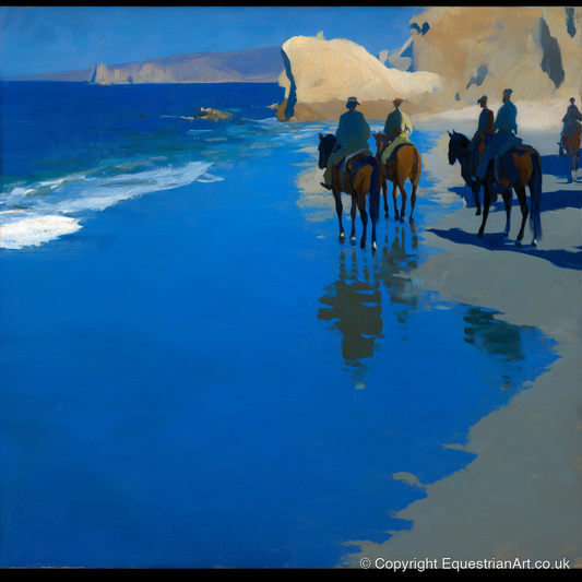 The Azure Shoreline - horse landscape art print and canvas by Percival Kent A.I