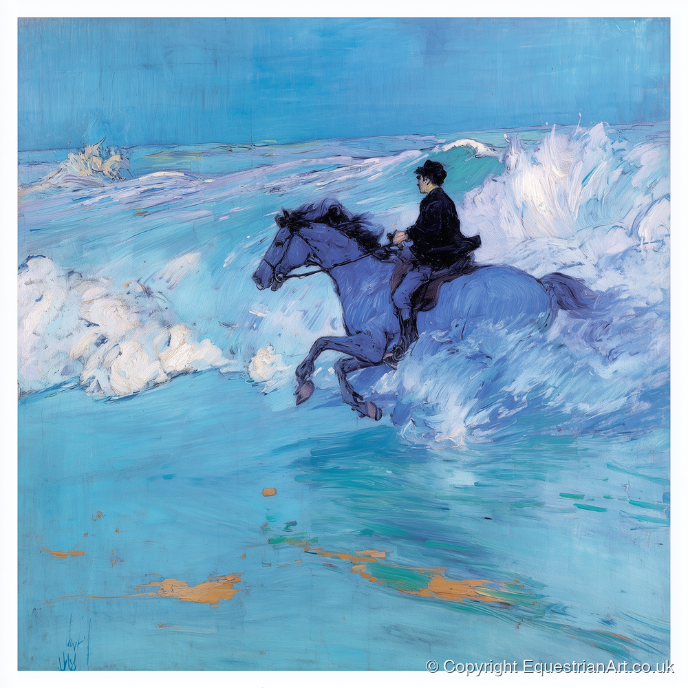The Azure Tide - beach horse art print and canvas by Clement Hughes A.I