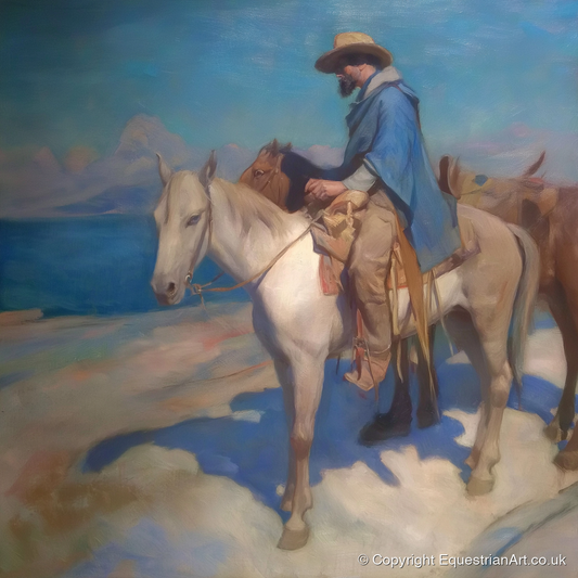 The Azure Trail - western horse art print and canvas by Alistair Rhodes A.I