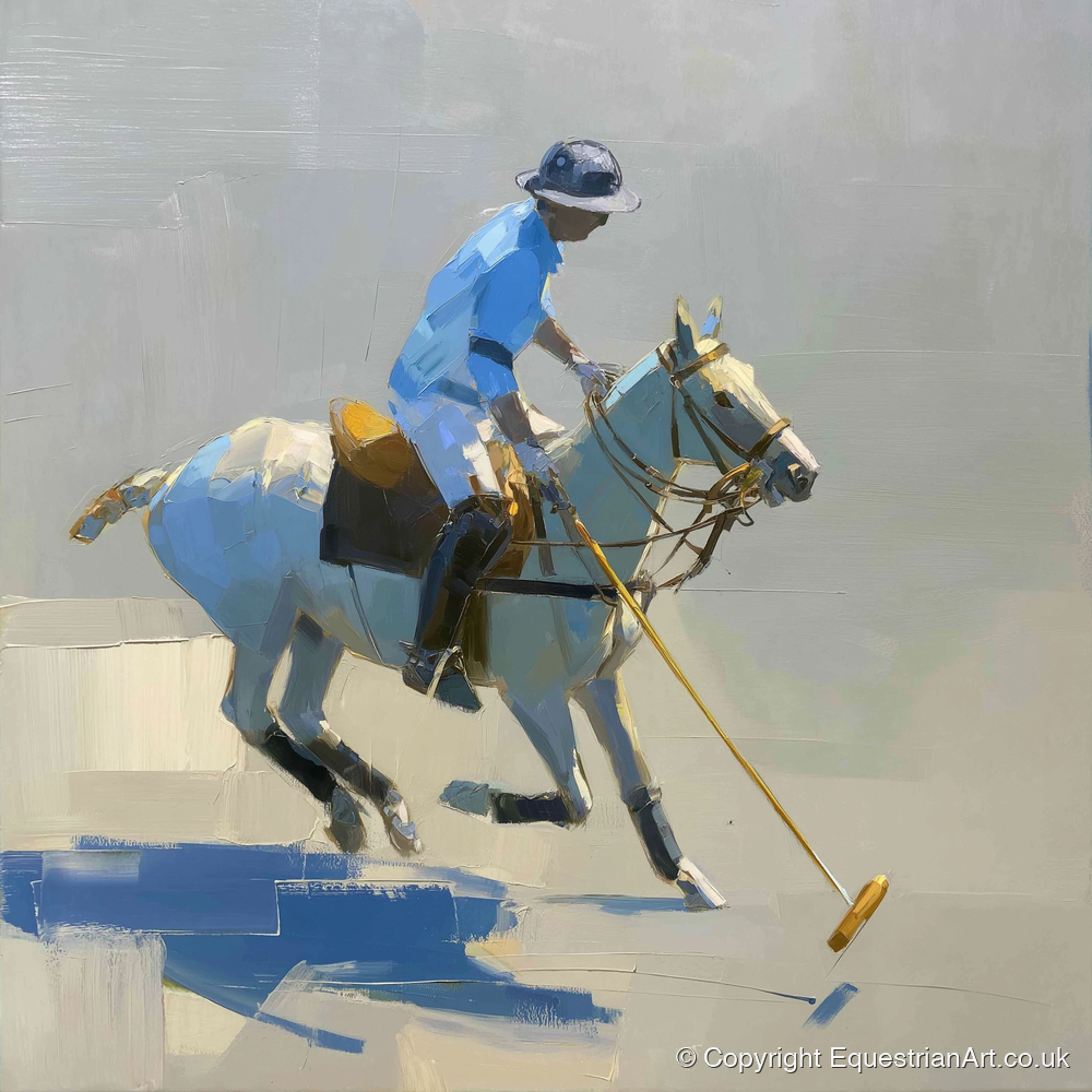 The Blue Chukka - polo horse art print and canvas by Elias Thorne A.I