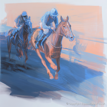 The Blue Furlong - racing horse art print and canvas by Charles Ashford A.I