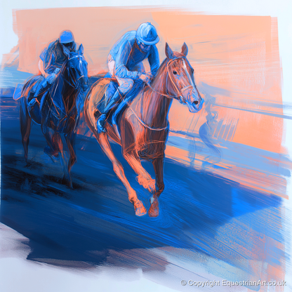 The Blue Furlong - racing horse art print and canvas by Charles Ashford A.I