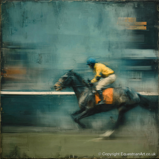 The Blue Furlong - racing horse art print and canvas by Alaric Townsend A.I