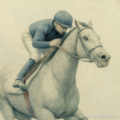 The Blue Silks - racing horse art print and canvas by Arthur Sterling A.I