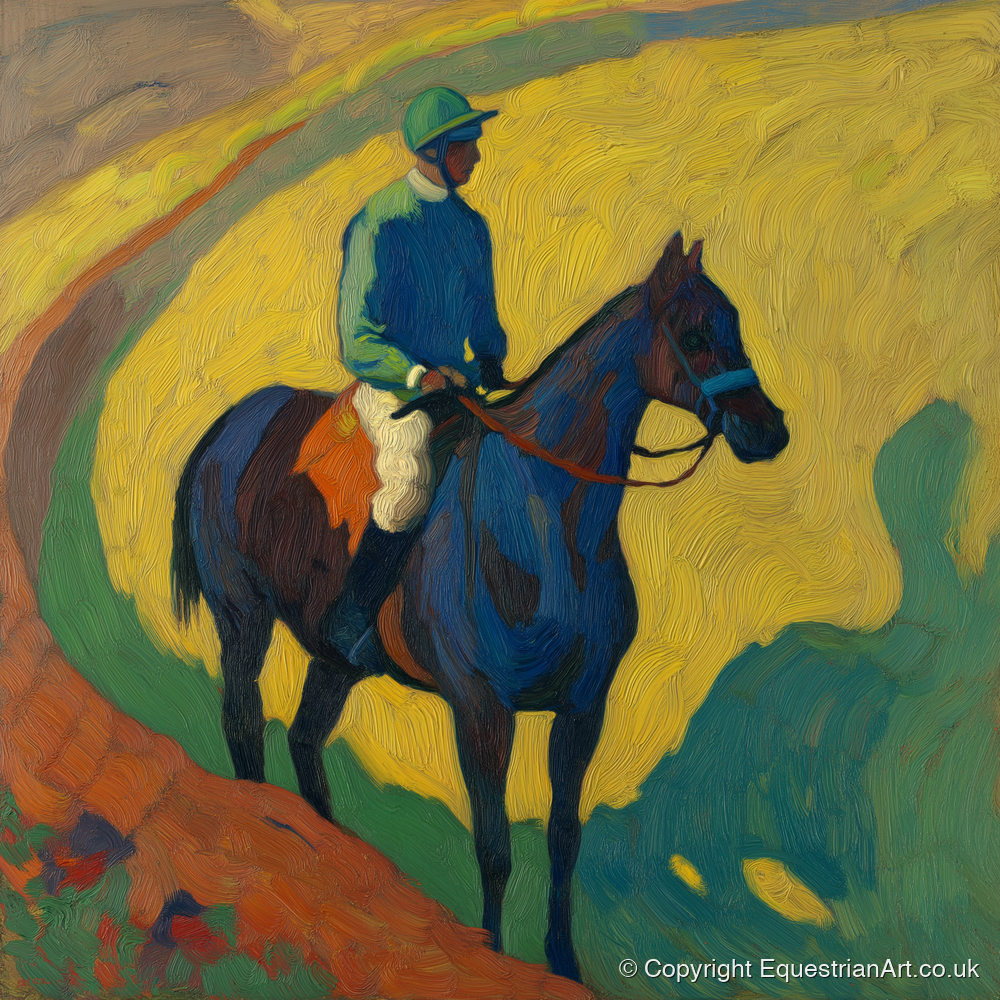 The Blue Thoroughbred - racing horse art print and canvas by Rowan Sinclair A.I