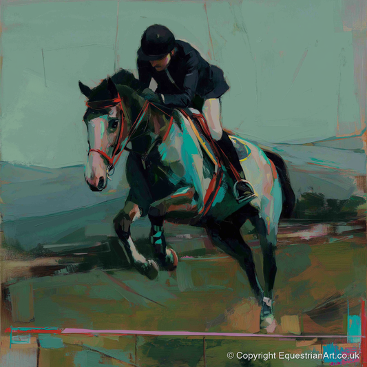 The Bold Clear - show jumping horse art print and canvas by Quentin Hart A.I