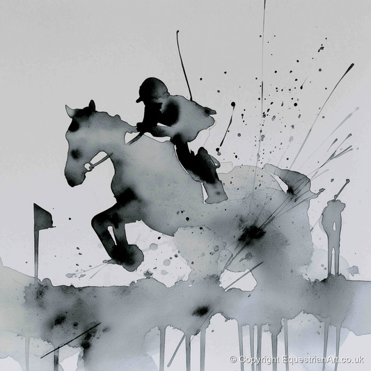 The Bold Clearance - show jumping horse art print and canvas by Adrian Frost A.I