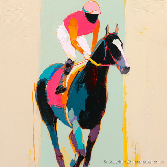 The Bold Contender - racing horse art print and canvas by Genevieve Moore A.I