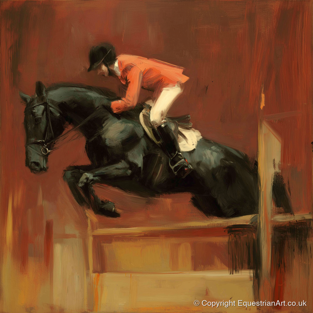 The Bold Leap - show jumping horse art print and canvas by Thomas Cavendish A.I
