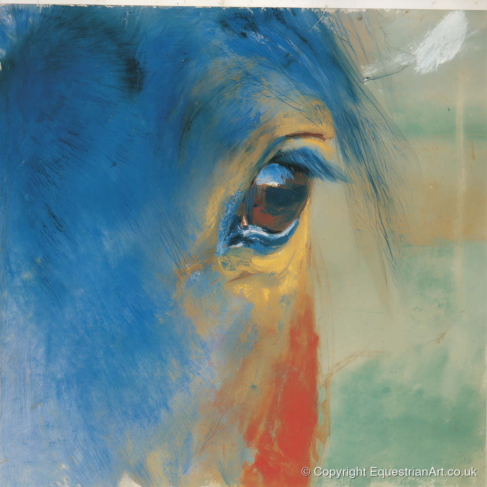 The Cerulean Gaze - horse portrait art print and canvas by Emile Goddard A.I