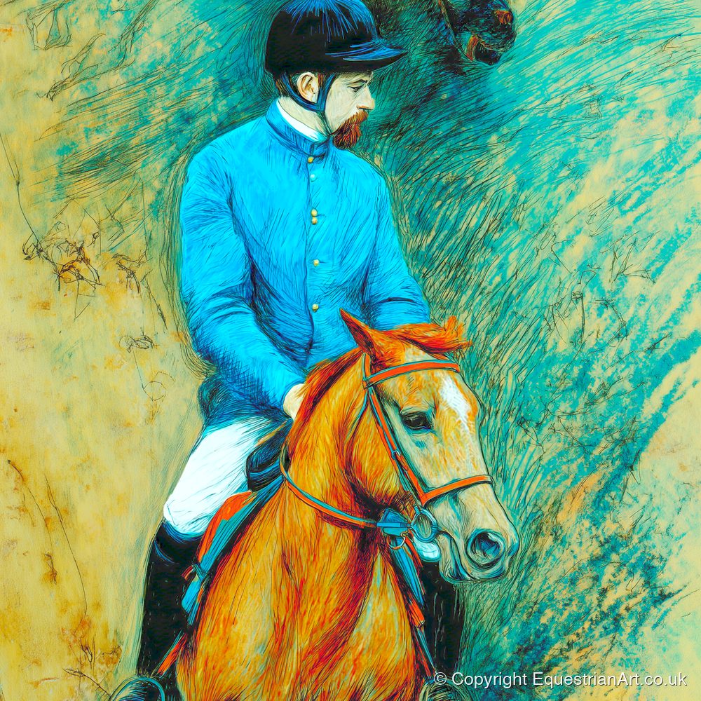 The Cerulean Jockey - racing horse art print and canvas by Cecily Warwick A.I