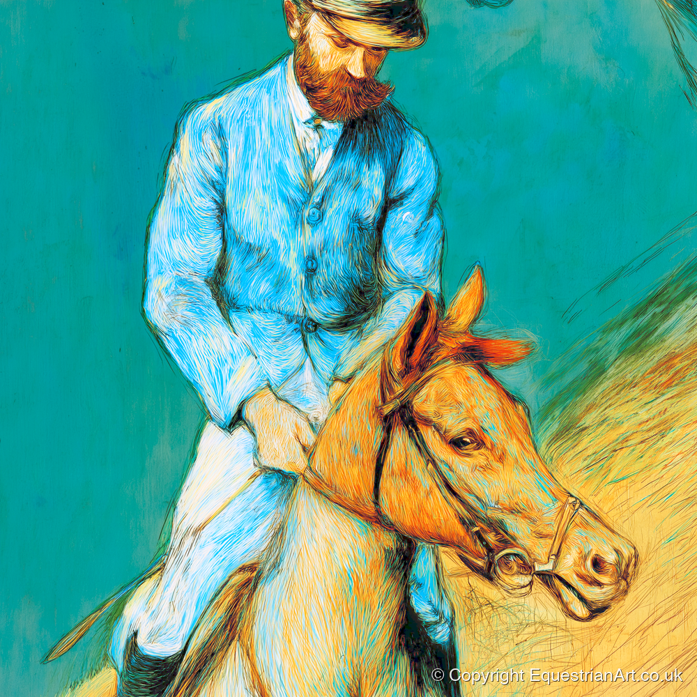 The Cerulean Rider - racing horse art print and canvas by Cecily Warwick A.I