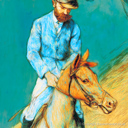 The Cerulean Rider - racing horse art print and canvas by Cecily Warwick A.I